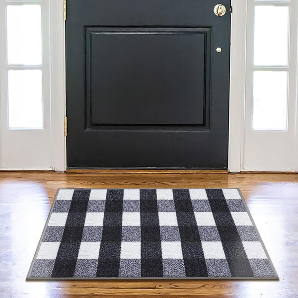 Ottomanson Ottohome Collection Non-Slip Rubberback Checkered Buffalo Plaid Design Indoor Area Rug, 2'3" x 3',