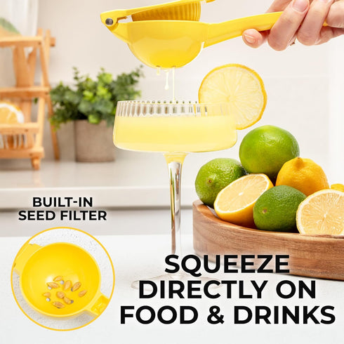 Zulay Kitchen Metal Lemon Squeezer - Handheld Lemon Juicer Squeezer - Easy to Use Citrus Juicer - Manual Press