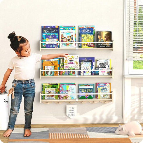 34 inchs, Set 3, Nursery Book Shelves Floating Book Shelves for Wall Nursery, Wall Mount Nursery Shelves of Perfect
