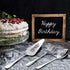 Happy 20th Birthday Personalized Utensil Set, Laser-Engraved Stainless Steel Cake Server, Spoon, Fork for Son Daughter