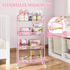 4-Tier TOOLF Slim Rolling Cart, Metal Storage Cart with Wooden Tabletop and Mesh Baskets for Narrow Space on Kitchen