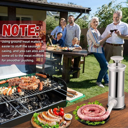 4 (2.2lb,Stainless Sausage Stuffer Machine Sausage Maker with Stuffing Tubes Homemade Sausage Stuffer Manual for Home