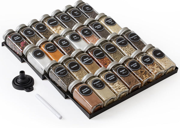 SIMPLEMADE-Spice Drawer Organizer, Spice Rack Drawer for Kitchen, 4 Tier Black Drawer