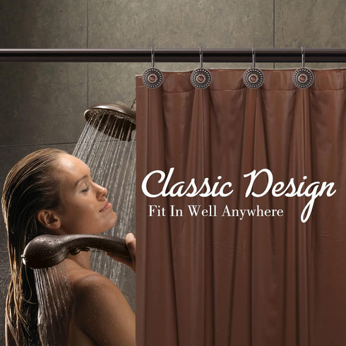 Decorative Bronze Shower Curtain Hooks, Rust Proof Rings for Bathroom, 12Pcs Shower Curtain Liner Hooks