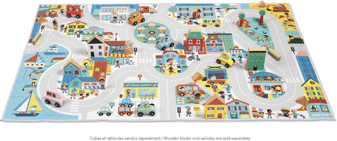 120 78cm 2 J05910 Janod - Children's Car Rug - City Theme - Soft & Non-Slip - Urban Pattern - Play Rug for Girls