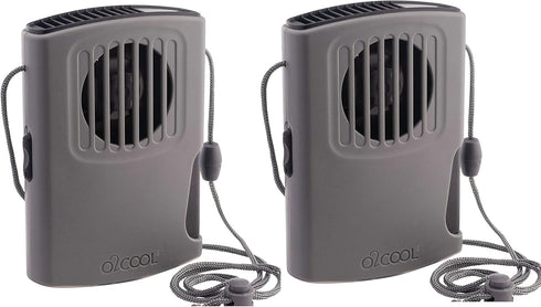 O2COOL Deluxe Multi-Pack Misting Neck Travel Fan, Battery Powered, 2pk (Gray)