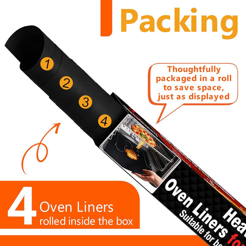 Oven Liners for Electric Gas Oven, 4 Pack Large Heavy Duty Nonstick Teflon Range Mat 17"x 25" - Easy to Clean Stove