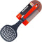 Meat Red Slotted Skimmer Spoon - Non Stick Silicone Strainer for Soups, Stews, Gravy, Comfortable Handle