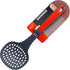 Meat Red Slotted Skimmer Spoon - Non Stick Silicone Strainer for Soups, Stews, Gravy, Comfortable Handle