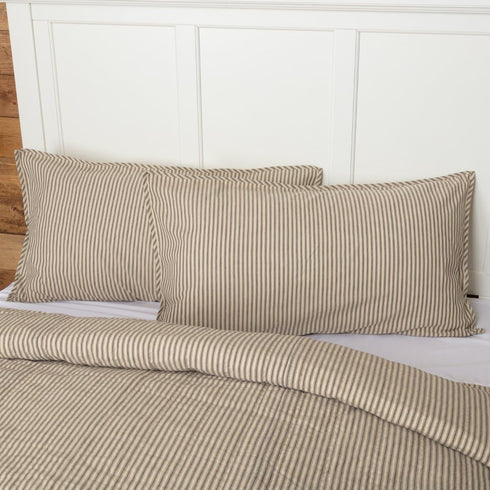 VHC Brands Sawyer Mill Ticking Stripe King Sham - Charcoal Gray, 21x37