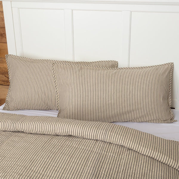 VHC Brands Sawyer Mill Ticking Stripe King Sham - Charcoal Gray, 21x37