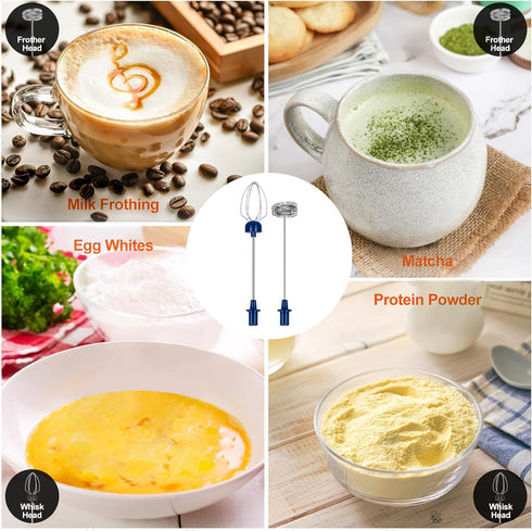 MF02 Rechargeable Milk Frother Handheld Foam Maker with Stainless Whisk for Cappuccino, Latte, Bulletproof Coffee, Keto