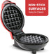 Elite Gourmet EWM015R Electric Nonstick Mini Waffle Maker, Compact Design for Belgian Waffles, Red
