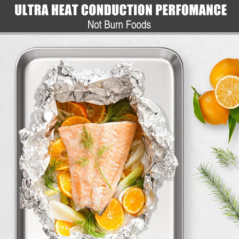 Baking Sheet Cookie Sheet Set of 2 - Umite Chef Stainless Steel Baking Pans - 10 Inch, Non Toxic & Healthy