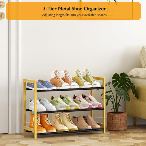 LVNIUS Closet,3 Dorm,6-12 Expandable Shoe Rack for Tier Metal Shoes Shelf Organizer for Pairs Small Standing Shoe Rack