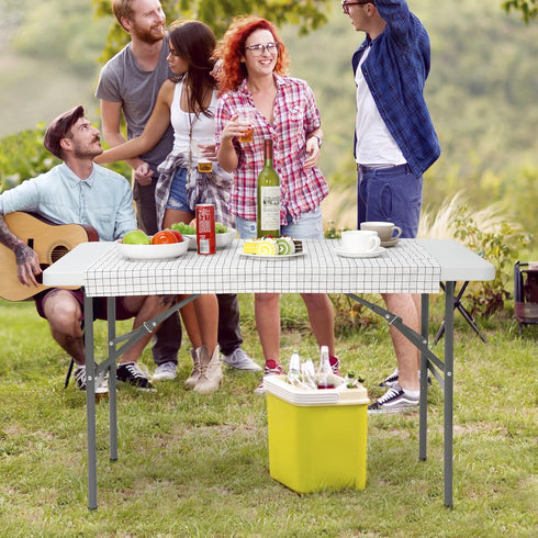 4ft ZENY Portable Folding Table Plastic Indoor Outdoor Picnic Party Camp Dining Table with Handle, White