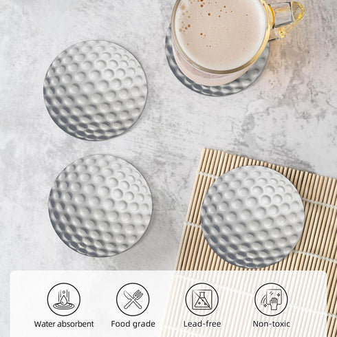 ZUIDSYI Set 4, 4 Inches Golf Ball Golfing Sport Coasters for Drinks of Absorbent Ceramic Drink Coasters for Coffee