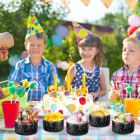 12 Sets Set, Frozen Uiifan Truck Wheel Ice Cream Bowls Spoon Plastic Race Car Party Yogurt Cups with Spoons Sturdy