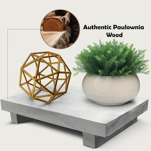 9 6 1.5 Inch Rustic Wood Riser - Rectangular Soap Tray, Candle Holder, Plant Stand - White, x X