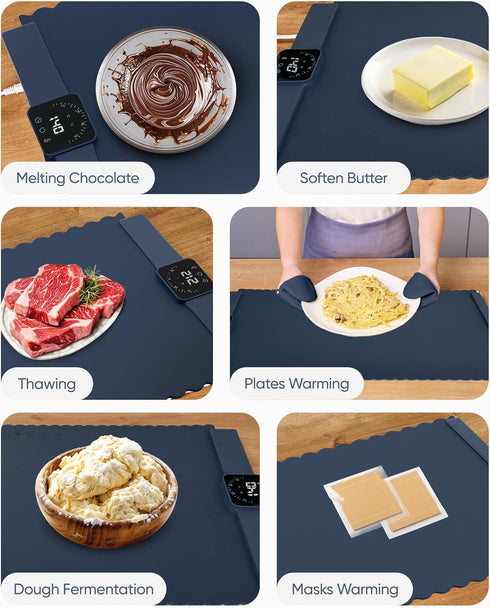 24x16 5 Settings Warming Mat for Food Foldable Buffet Tray with Temperature & Auto Timer Electric Silicone Plate Warmer