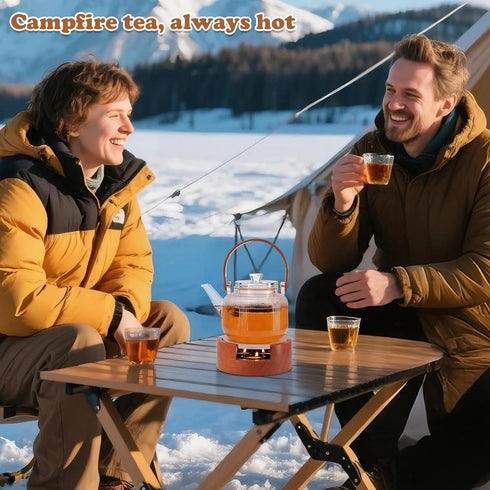 3 Teapot and Food Warmer, Portable Food Warmer for Camping and Traveling, Upgrade to Candles to Increase The Heat