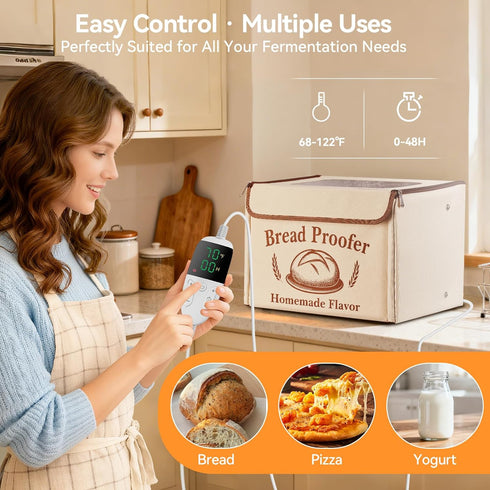 68-122F 48H 5-Layer Proofing Box - Foldable Proofing Bread Box with Temp Control & Timer, Bread Proofer for Sourdough
