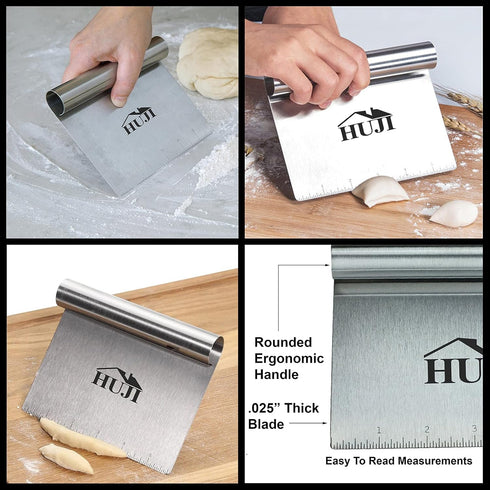 HUJI Stainless Steel Multi-Purpose Scrapper/Chopper, Ergonomic Handle (1 Pack, 5.75" X 4.75")