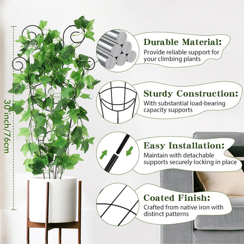 4 Pack 30 Inch,Rustproof ZOUTOG Trellis for Climbing Plants Indoor Metal Garden Trellis for Potted Plants,Sturdy