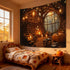Lunerfex 60"x44" Enchanted Library Tapestry - Treehouse Bookshelf and Magic Lights Wall Hanging - Dark Fantasy Decor