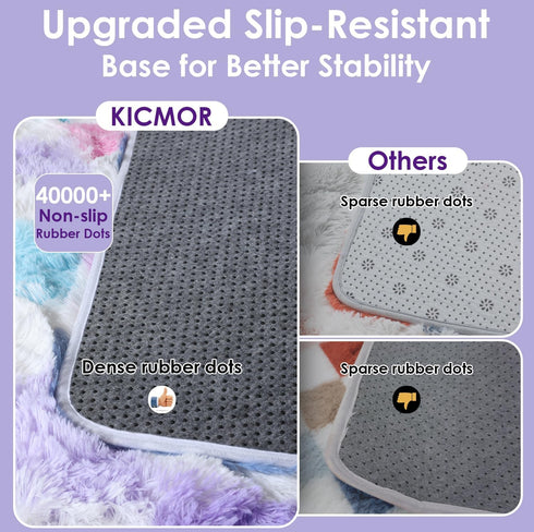 KICMOR 5x7 Purple Rainbow Checkered Area Rugs for Living Room, Colorful Fluffy Soft Fuzzy Shag Shaggy Bedroom Carpet