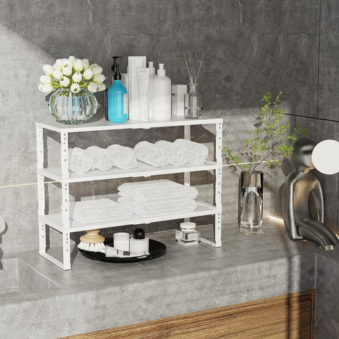 Expandable Cabinet Shelf Organizer: Storage Spice Rack Shelves for Kitchen, Stackable Adjustable Pantry Cupboard (1