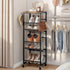 6 6-12 Closet Tier Rotating Shoe Rack Tower with Wheels, Wooden Shoe Storage Organizer with Hooks, Sturdy Metal Narrow