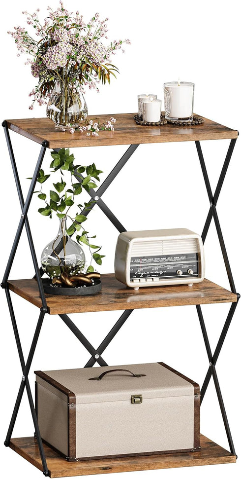3-Tier End Table Small Side Table Tall Bedside Night Stand with Storage