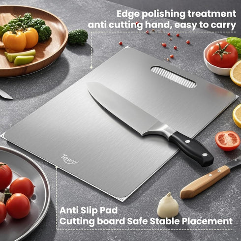 2 Pack 100% Vegetables(13 9) Titanium Cutting Board - Pure Titanium Cutting Boards For Kitchen,Easy to clean