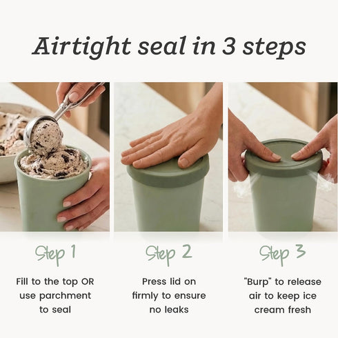 StarPack (2-Pack, 1 'Freeze The Day' Homemade Ice Cream Containers Quart) - Airtight Silicone Lids, BPA-Free Reusable