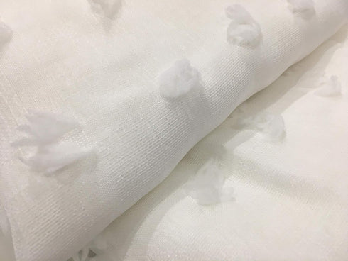 Dainty Home Linen Waterproof Shower Curtain, 70"x72", Machine Washable 3D Floral Puff Cotton Bathroom Curtain