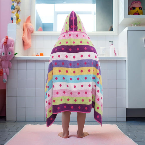 ORIGINAL KIDS 100% -26x50- Hooded Bath Towel Wrap - Cotton Jacquard Reversible Large Hooded Kids Towel - Toddler Shower