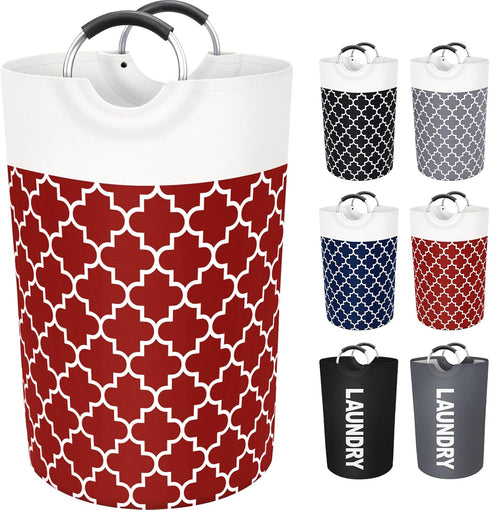 Large Collapsible Laundry Basket, 115L Waterproof Hamper Bag with Handles for College Dorm, Family, Red