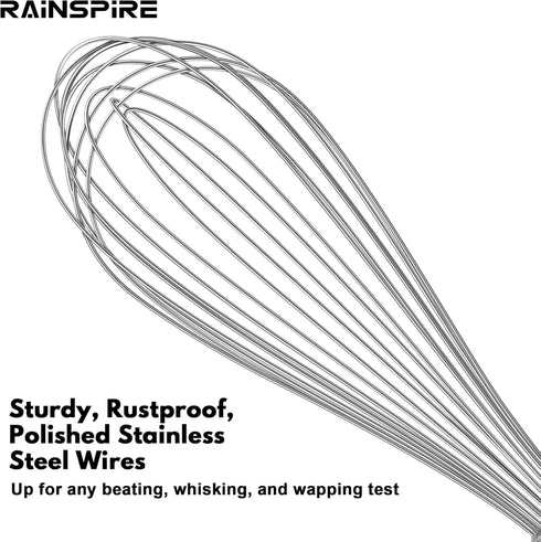 12-Inch Stainless Steel Wire Whisk, Balloon Whisks for Cooking with Soft Silicone Handle, Thick Durable Whisker for