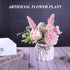 Meyerascal Artificial Potted Flowers Pink, Small Ceramic Vase Fake Flower Plants Desktop Decoration Indoor for Home