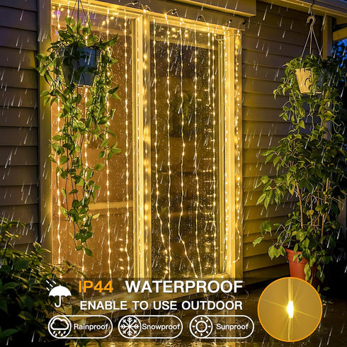 Lights,200 6.5x6.5ft suddus Tangle-Free Curtain LED Hanging Lights with Hooks, Curtain Lights for Bedroom,Christmas