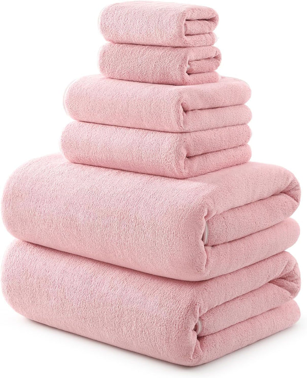 REDKISS 6 Piece Towel Set - Oversized Bath Sheets (70 x35 in),
