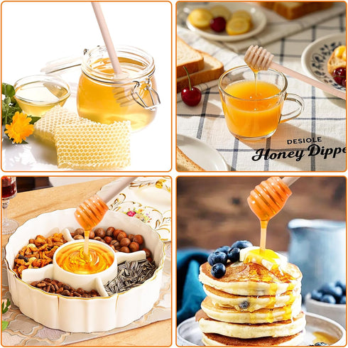 CJFocus 100 6 Inch, PCS Wooden Honey Sticks Dipper Mini Honeycomb Honey Stirrer Stick For Honey Jar Dispense Drizzle