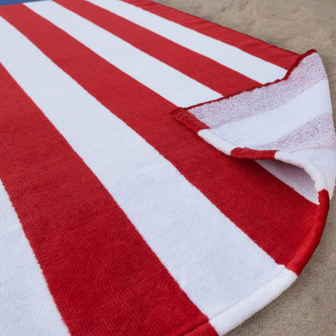 American Flag Beach Towel 30 x 60 inch (76 x 152 cm) - USA Patriot 100% Cotton Velour Terry
