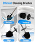 Set Ceramic Toilet Brush & Holder - Freestanding Deep-Cleaning Toilet Bowl Cleaner Brush, Stainless Steel Handle, Small