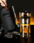 ZENS Modern Glass Tea Infuser Teapot, Smart One Touch Tea Maker for Loose Tea Diffusers with Insulated Mug and Portable