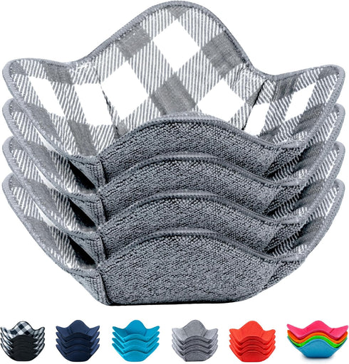 Microwave Bowl Cozy Holders for Hot Food, Set of 4 Heat Proof Hot Pads for Bouillon Cups