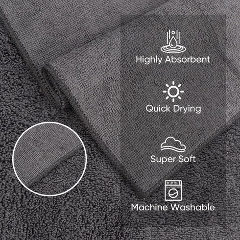 50 Pack, 12x12 Inch, HOMEXCEL Microfiber Washcloths Highly Absorbent and Soft Face Towel, Multi-Purpose Wash Cloths