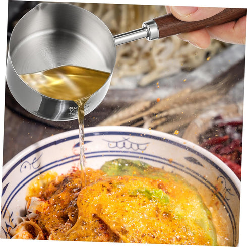 Kichvoe 125ML Stainless Steel Saucepan, Double Spout Oil Pan for Milk Warming and Frothing