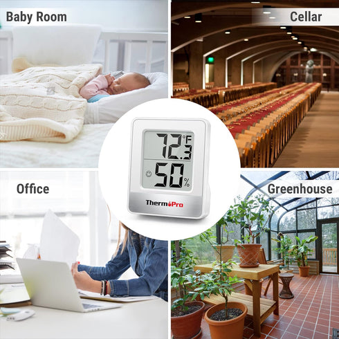 ThermoPro TP49 Digital Hygrometer, 3 Pieces Indoor Thermometer, Humidity Meter with Temperature Monitor for Outdoor and
